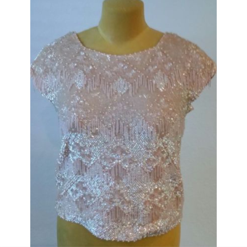 Vintage Sequence Beaded Blush Pink Top